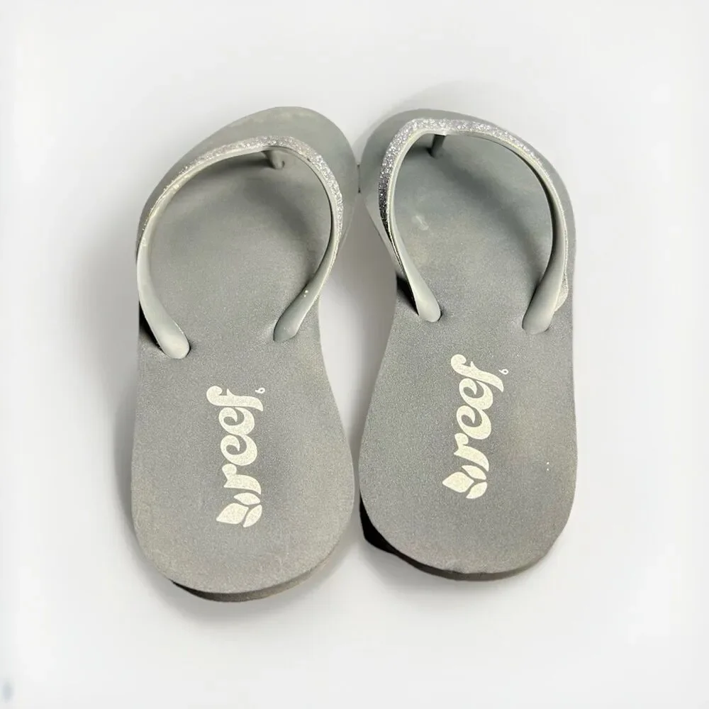 Reef Flip Flop Sandals Women’s‎ 6-7 Grey Silver Glitter Straps